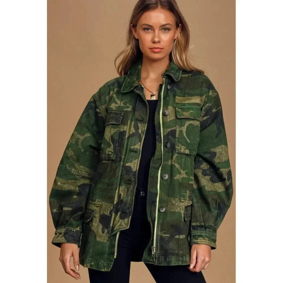 Free People Seize The Day Jacket Women’s XS Camo - Picture 1 of 11